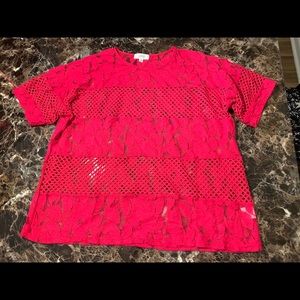 See through plus size floral mesh top